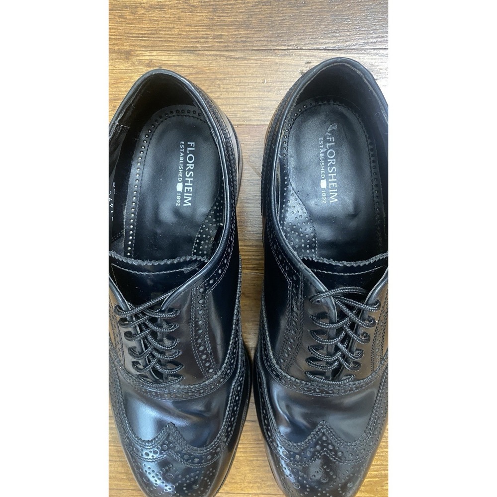Florsheim Lexington Wingtip Oxford Shoes Size 9 Black Leather Dress Shoes Career - Picture 2 of 10